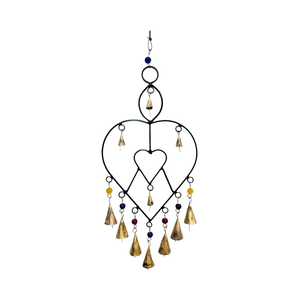 Campana de Viento Artesanal de Hierro con Cuentas Coloridas y Campanas de Latón, Decoración Colgante Desmontable para Hogar, Jardín, Patio, Diwali, DIY - Product Image 1