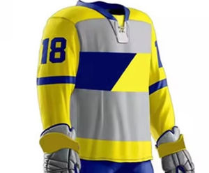 Tenues de hockey sur glace professionnelles personnalisées, maillots d'équipe imprimés par sublimation, courts, anti-humidité, écologiques, personnalisables - Product Image 2