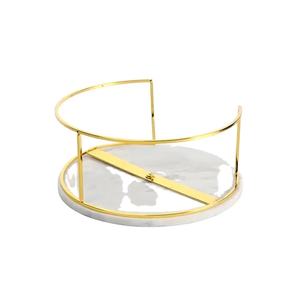 Natural Marble Stone & Metal with Golden Plated Cake Stand and <b>Dessert</b> Stand <b>Tools</b> Round Creative Modern Cake & Pastries - Product Image 3