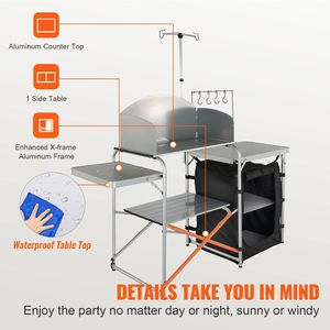 Alluminio nero stazione di cottura parabrezza staccabile Set-Up rapido 1 armadio all'aperto tavolo da cucina pieghevole tavolo da cucina campeggio - Product Image 5