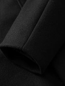 Manteau en laine noir à double boutonnage pour homme, col à revers, long, formel, pour l'hiver - Product Image 2