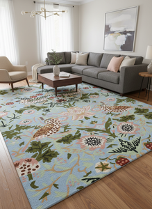 Alfombra de Lana de Alta Gama con Diseño Floral Moderno, Hecha a Mano, Resistente a las Manchas, Ecológica, Antideslizante, de Pelo Cortado para el Hogar - Product Image 6