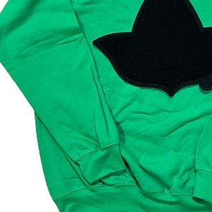 Green Crew Neck Sweatshirt with <b>Black</b> Leaf Shape Applique <b>Long</b> Sleeve Pullover Casual Women's Fashion <b>Top</b> Cozy Streetwear - Product Image 4