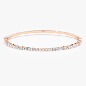 Bracelet jonc en or 14K/18K avec diamants naturels sertis à griffes et perles d'eau douce, certifié IGI, 1,256 carats au total, élégance décontractée minimaliste, facile à porter - Product Image 4