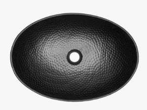 Vente en gros usine : Lavabo vasque ovale moderne en métal noir mat martelé à la main pour comptoir de salle de bain, idéal pour la décoration de vanités d'hôtel - Product Image 2