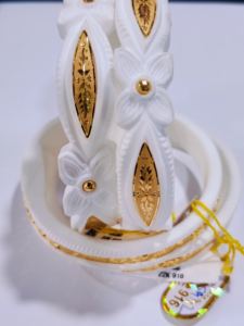 Bracelet tendance en or massif 22 carats avec coquille de conque blanche pour femme, bijoux de mariage traditionnels bengalis, ensemble Shakha authentique - Product Image 5