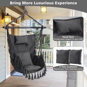 <b>Soft</b> <b>Pillow</b> and Cushions Hanging Rope Swing Chair for Patio Use - Product Image 3