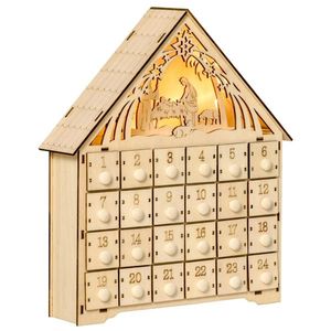 Calendario dell'Avvento Natalizio a Forma Quadrata, Babbo Natale 3D con Caramelle, Decorazione per la Casa in Cotone e MDF, Forniture in Sacchetti - Product Image 5