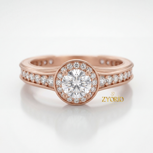 Bague de Fiançailles et de Mariage de Luxe en Argent 925 Plaqué Or Rose, Sertie d'un Zircon de Laboratoire Taille Halo 1.0CT Clarté VS2, Monture à Griffes, Idéale pour Cadeau ou Fête - Product Image 6