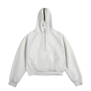 Sweat-shirt unisexe coupe courte à demi-zip 500 GSM, coupe ample et carrée, streetwear américain de haute qualité, mode automne - Product Image 3