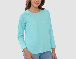 OEM Manufactured Casual Women Round Neck Lounge Wear Tee T-Shirt for Women Plain Solid Color Long Sleeve Loose Fit Daily - Product Image 3