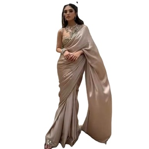 Top Selling Japan <b>Satin</b> Silk Fabric Womens <b>Sarees</b> With Heavy Silk Blouse Wholesale <b>Sarees</b> with Blouse Pieces - Product Image 1