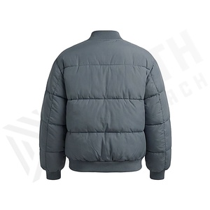 Your2aone Bomber Jacket Gray Full Sleeve Winter Windproof Polyester Filling Stand Collar Zipper Closure - Product Image 2