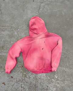 Sweat à capuche rose oversize en coton avec fermeture éclair, effet dégradé, en molleton bouclette, unisexe, style décontracté automne, coupe classique - Product Image 2