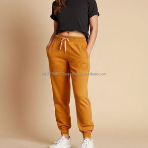 Pantalon de jogging décontracté en coton pour filles, sur mesure, motif uni, en tissu tricoté, taille élastique avec cordon de serrage - Product Image 3