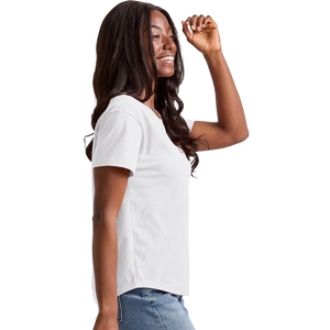 <b>Women's</b> <b>White</b> Crew Neck 100% Cotton Jersey Casual Solid Color Breathable Regular Fit <b>Short</b> <b>Sleeve</b> T-<b>Shirt</b> For Online Sale - Product Image 2