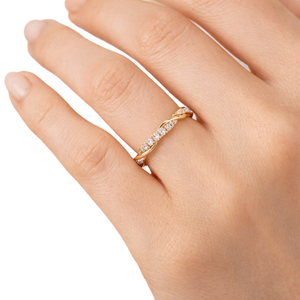 Manufacturing 14K Solid Gold Twisted Diamond <b>Wedding</b> Band Minimalist Pave Set Stackable Ring Round Lab Diamond Engagement Ring - Product Image 6