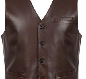 Chaleco de cuero genuino para hombre de primera calidad, chaleco clásico con cuello en V, chalecos y chaquetas sin mangas para hombre con cierre de botones - Product Image 2