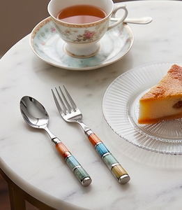 Ensemble de couverts en acier inoxydable avec poignées en céramique bohème, passe au lave-vaisselle, pour mariage et repas. - Product Image 2