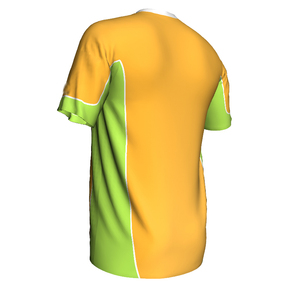 เสื้อฟุตบอลคอกลมสีส้มสำหรับผู้ชาย แขนสั้น ระบายเหงื่อได้ดี ลายธงชาติแบบเรขาคณิต ตัดสี โพลีเอสเตอร์ ทรงปกติ ใส่ได้ทุกฤดู - Product Image 5