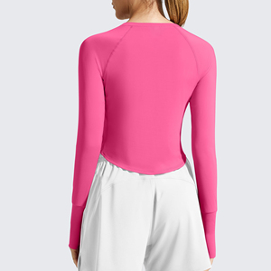 Top de Yoga Transpirable Sin Costuras de Spandex/Nylon, Top Deportivo de Cuello Redondo Ajustado de Manga Larga para Fitness y Yoga al Aire Libre - Product Image 2