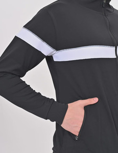 Ensembles de survêtements de sport personnalisés imprimés coupe-vent pour hommes, légers, avec fermeture éclair, noirs, vente en gros - Product Image 5
