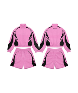 Unisex Tracksuit 2 Piece Zipper Jacket <b>Shorts</b> Set Full Sleeve Stand Collar Color Blocking Sporty Style Spring Adult Lightweight - Product Image 3