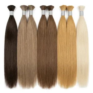 Human Hair Wefts Long Straight Brown <b>Blonde</b> for Color 100% Unprocessed Hair Bulk Customize Size Silk Base Transparent HD - Product Image 5