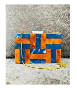 Quality Handicrafts Designer Resin <b>Blue</b> Dot Women <b>Clutch</b> <b>Bag</b> Pearl Decoration Bridal <b>Wedding</b> Evening Party Birthday Gift Travel - Product Image 3