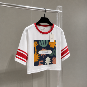 New Arrival Breathable Eco-Friendly Women Slim Fit <b>Crop</b> <b>Top</b> Summer Short Sleeve 100% Cotton Anti-Wrinkle Custom Logo <b>Top</b> - Product Image 3