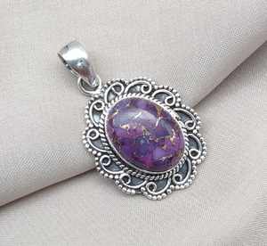 จี้เทอร์ควอยซ์เงินแท้ 925 เครื่องประดับพลอยสีฟ้าธรรมชาติของขวัญหรูหราสำหรับผู้หญิงการออกแบบทำด้วยมือที่ไม่ซ้ำใคร - Product Image 5