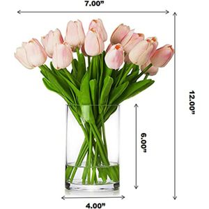 Luxury Real Touch Silk Red Rose <b>Artificial</b> <b>Flower</b> <b>Arrangement</b> with Square Acrylic <b>Vase</b> Faux Floral Centerpiece for Home Decor - Product Image 2