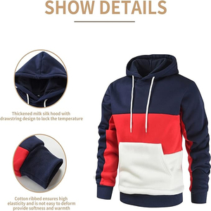 OEM de alta calidad personalizado sudaderas con capucha Unisex pulóver 100% algodón Sudadera con capucha bordado Logo bloque Color hombres sudaderas con capucha - Product Image 4