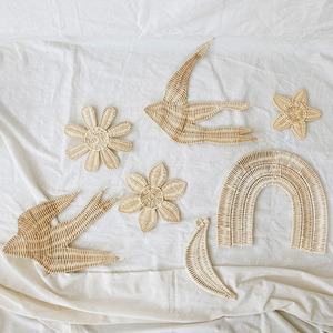 Low price rattan wall art piece natural wall-hanging charm kids birthday party decoration set - Product Image 1