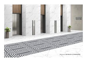 Carreaux de porcelaine GVT de luxe, décor marbre géométrique, base en marbre blanc, finition satinée mate royale, bleu noir, carreaux muraux décoratifs, non réfléchissants - Product Image 6