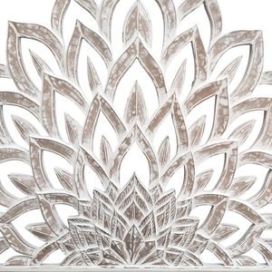 Cabecero de Cama King Size de Madera Tallada a Mano con Diseño de Flor de Loto Blanca en Forma de Media Luna, Madera de Ingeniería para Juegos de Dormitorio - Product Image 5