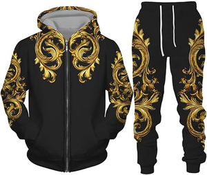 Ensemble de survêtement d'hiver pour homme, 2 pièces, en molleton épais, couleur unie, pull et pantalon, grandes tailles, vente en gros - Product Image 3