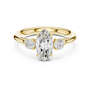 Anillo de Diamante Cultivado en Laboratorio con Certificación IGI, Corte Marquise con Piedra Lateral, Oro 10K/14K/18K/Plata, Marca Vector Grace - Product Image 1