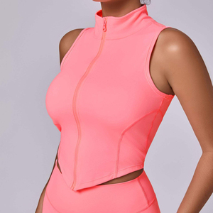 Débardeur zippé sans manches pour femme avec logo personnalisé, vêtement de sport décontracté, idéal pour la gym et le fitness - Product Image 1