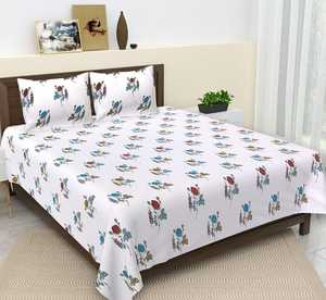 Elegant Printed Pure Cotton Bedsheet With <b>Pillow</b> Cover Hand Block Printed Cotton Bedsheet Floral Print with Two <b>Pillow</b> Case - Product Image 3