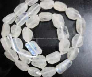 Pierre de lune naturelle arc-en-ciel facettes pépites de pierres précieuses perles 10-14mm longueur de brin de 13 pouces - Product Image 5