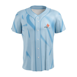 Camiseta de Béisbol Azul Claro Personalizada para Hombre, Manga Corta, Impresión Sublimada, Absorbe la Humedad, Corte Regular, Ropa Deportiva para Equipos de Adultos - Product Image 2