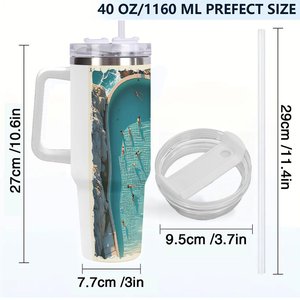 40oz Stainless Steel Tumbler With Straw <b>Large</b> Capacity Travel Mug For Outdoor Use - Product Image 4