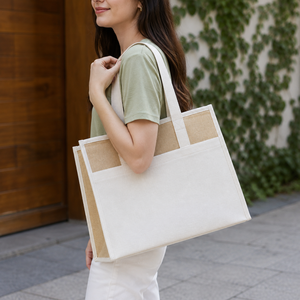 Bolsa Térmica para Almuerzo de Yute con Bolsillo de Algodón 42x35x21 cm, Logotipo Personalizado, Venta al Por Mayor, OEM, ODM, Marca Privada, Directo de Fábrica - Product Image 3