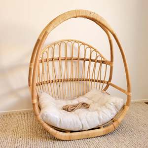 Rattan egg shaped hanging chair furniture for outdoor garden terrace seating moon <b>hammock</b> chairs - Product Image 3
