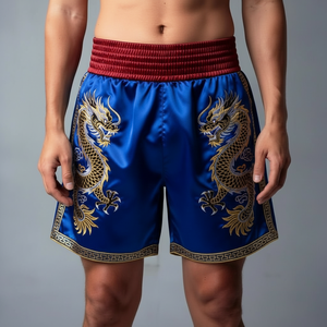 กางเกงว่ายน้ำสีน้ำเงินสำหรับผู้ชายพร้อมเชือกผูกด้านหน้าสีดำและแผงด้านข้างลายเรขาคณิตชุดกีฬาโพลีเอสเตอร์ระบายอากาศได้ดีสำหรับฤดูร้อน - Product Image 5