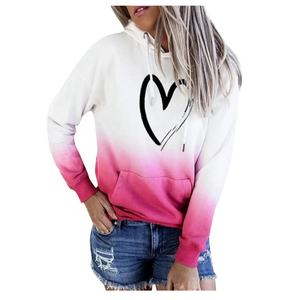 Gradient <b>Long</b> Sleeve Casual Pullover <b>Hoodie</b> for <b>Women</b> Knitted Solid Pattern Sweatshirt with Front Logo for Spring Autumn Winter - Product Image 4