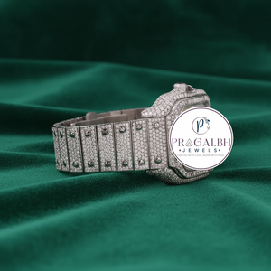 นาฬิกาเพชรหรู Pragalbh Jewels นาฬิกาโมอิสซาไนต์ ประดับเพชรแบบ Iced Out Pavé นาฬิกาข้อมือแฟชั่นสแตนเลสสตีล - Product Image 2