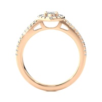 Anillo de Compromiso con Halo de Diamantes Cultivados en Laboratorio, Corte Marquesa, Oro Amarillo de 10K/14K, Diseño Clásico de Lujo, Certificado IGI, en Oferta
