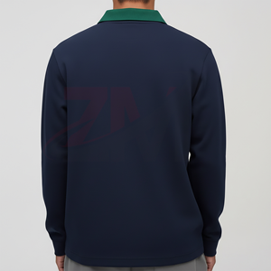 เสื้อโปโลแขนยาวผู้ชาย คอวี ผ้าฝ้าย 100% ไซส์ใหญ่ ทรงหลวม ระบายอากาศ แห้งเร็ว ทรงแบ็กกี้ - Product Image 3